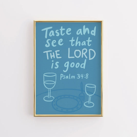 Psalm 34:8 Christian Print – Bible Verse Poster
