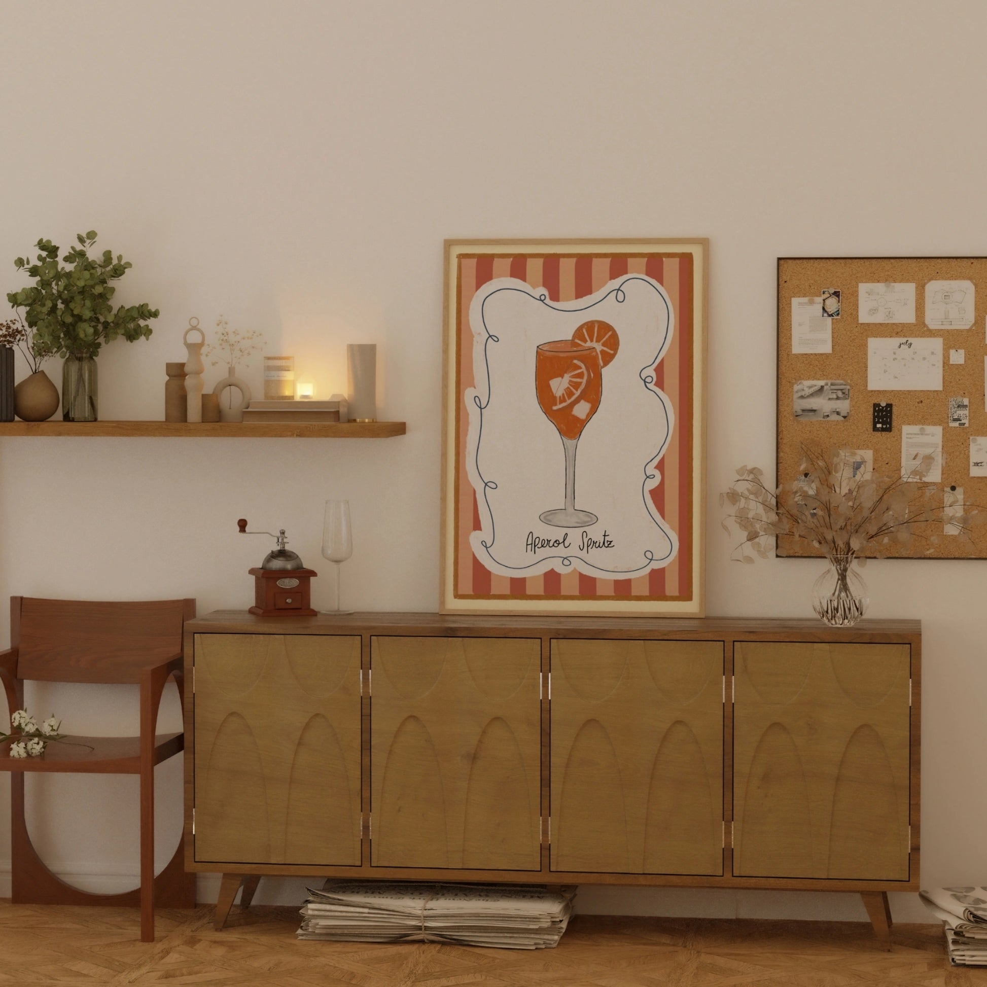 Decorazione murale per la tavola da pranzo italiana – Stampa di pasta, vino e cucina