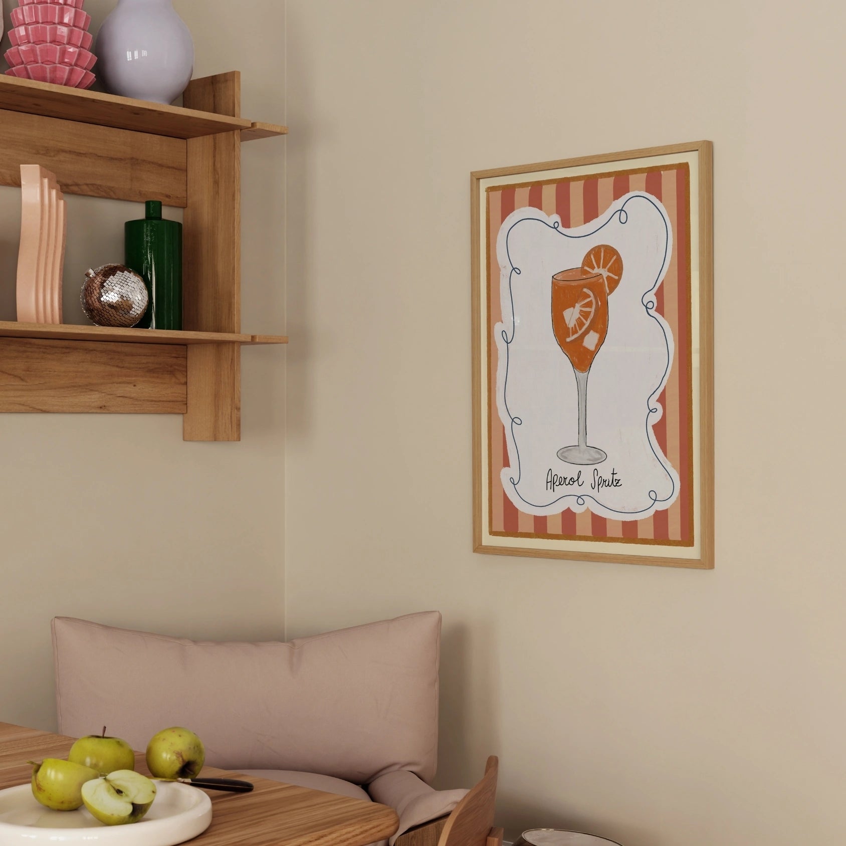 Aperol Spritz Cocktail Wall Art, Kitchen Wall Decor