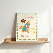 Dream Big, Fly High Rocket – Nursery & Kids Canvas Wall Art