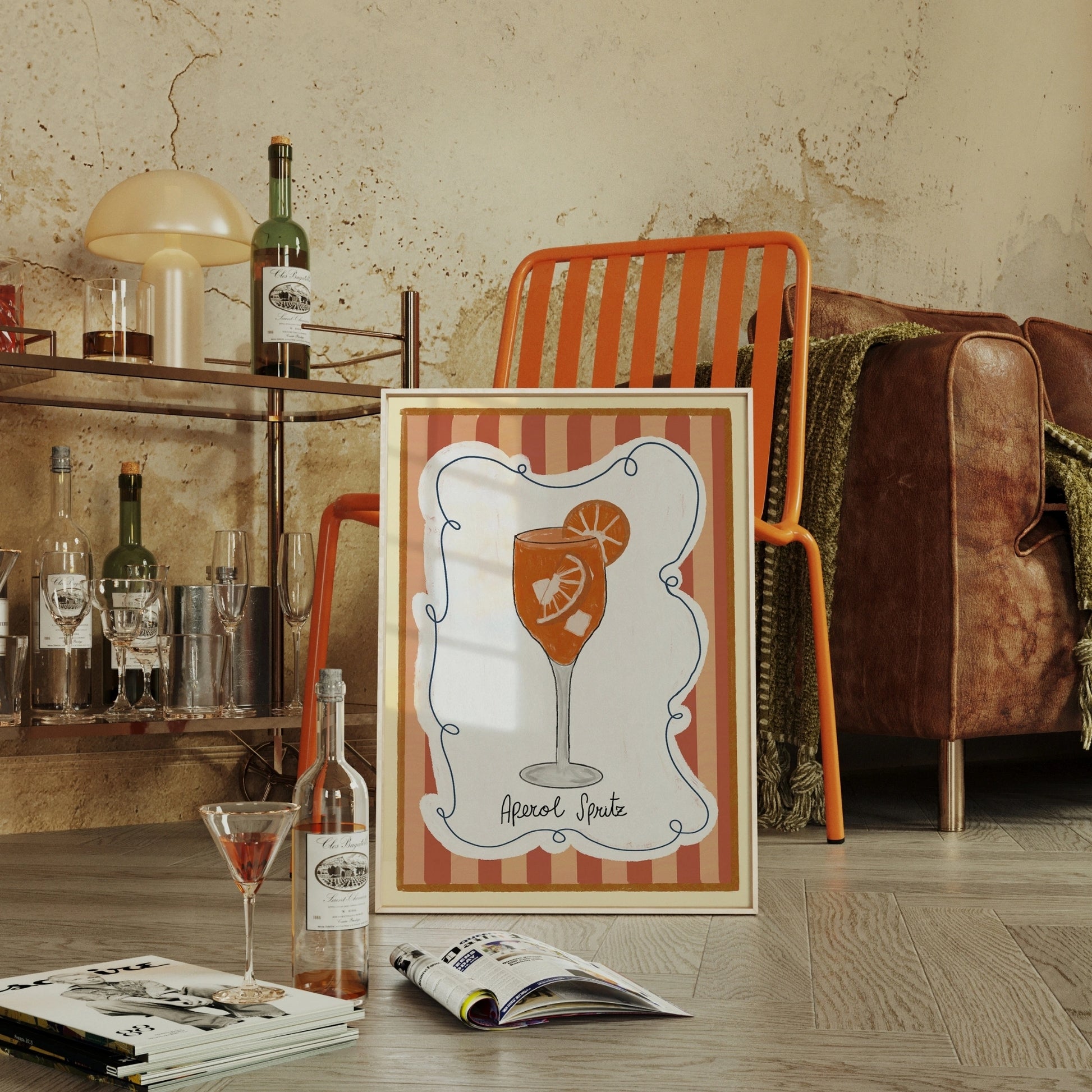 Decorazione murale per la tavola da pranzo italiana – Stampa di pasta, vino e cucina