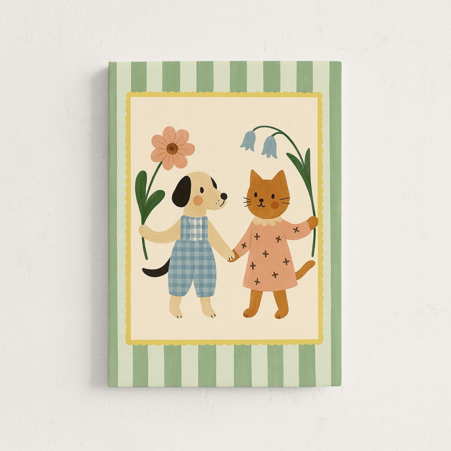 Cat and Dog Friends Nursery Canvas Print