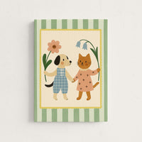 Cat and Dog Friends Nursery Canvas Print