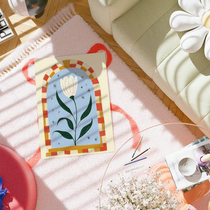 Starry Tulip Wall Art – Whimsical Naive Style Flower Print