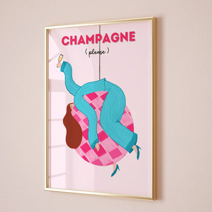 Champagne Please Wall Art – Disco Ball Print