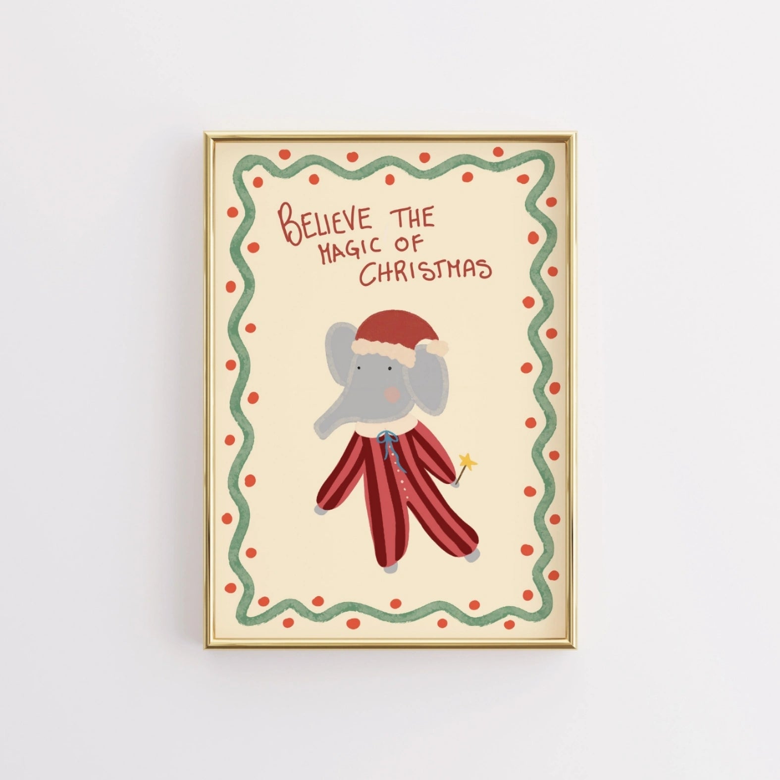 Cute Elephant Christmas Wall Art