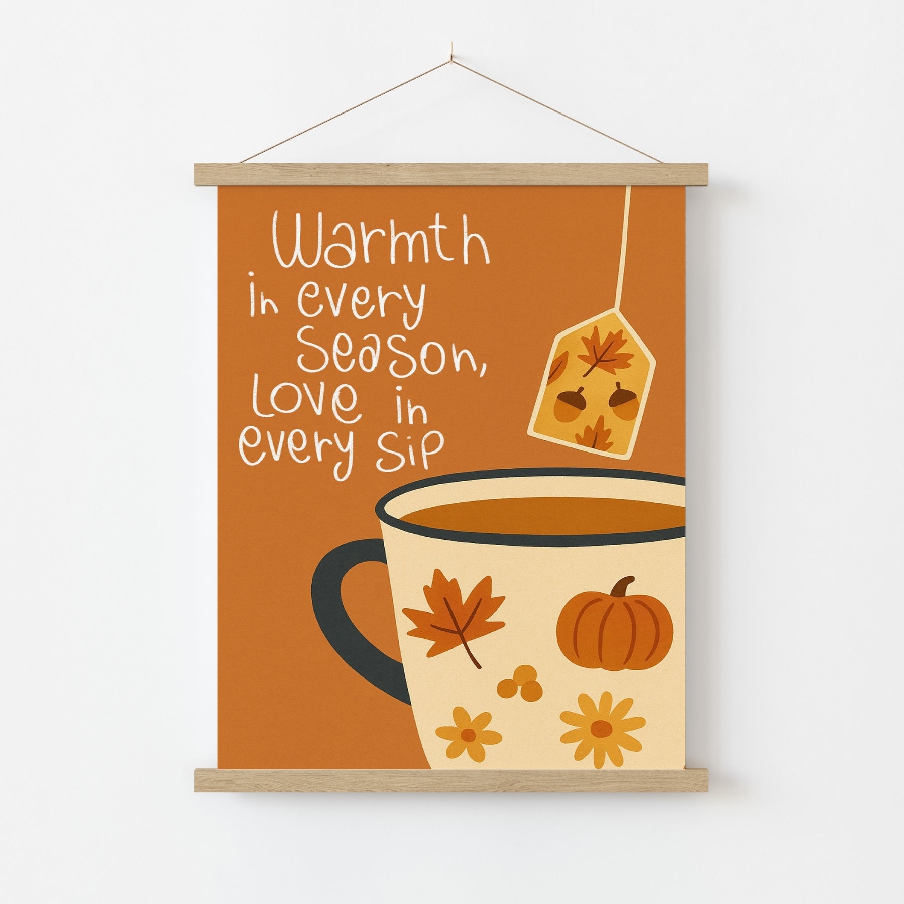 Stampa cristiana autunnale con tazza da tè - Arredamento rustico autunnale per la casa