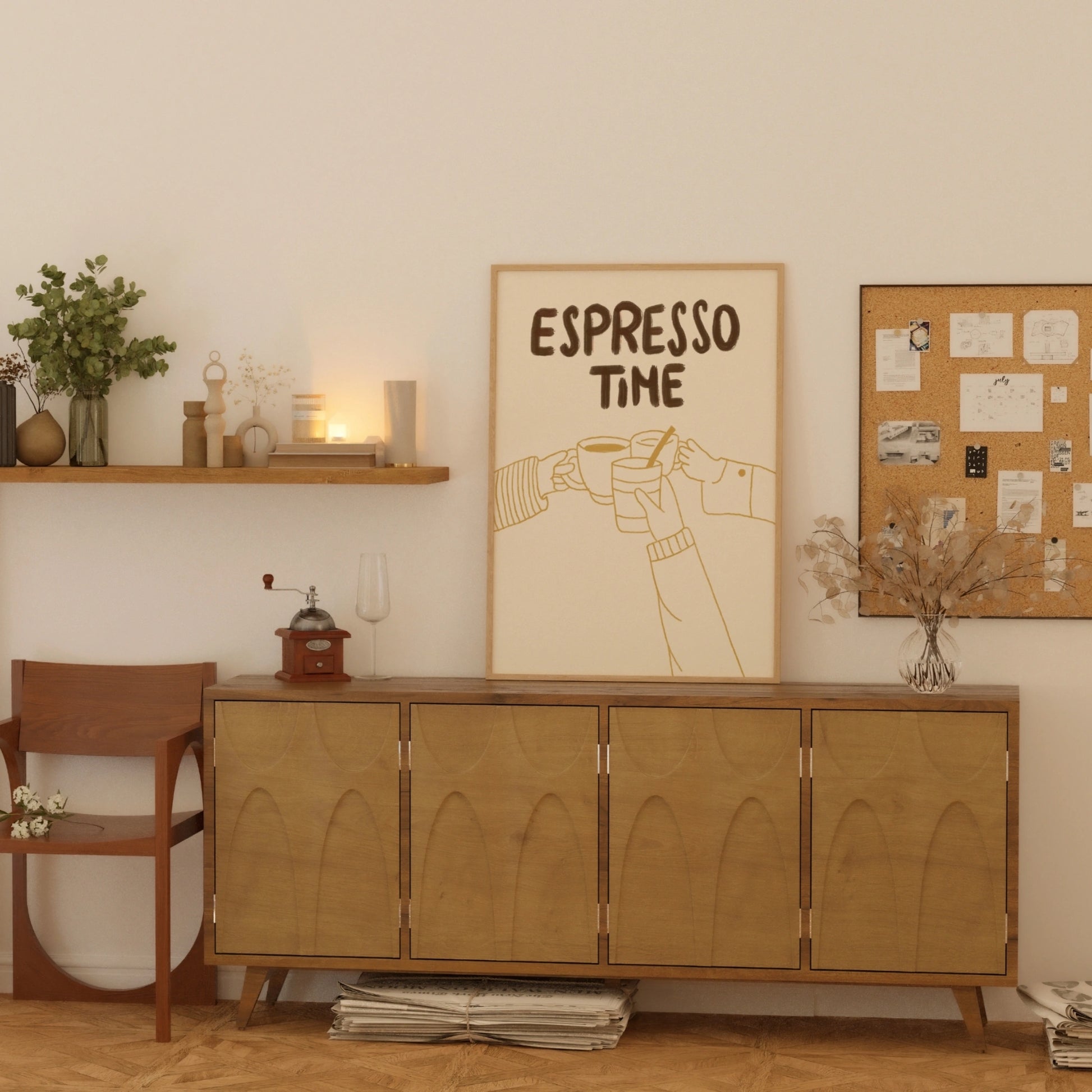 Decorazione murale per la tavola da pranzo italiana – Stampa di pasta, vino e cucina