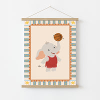 Basketball Elephant Nursery Print
