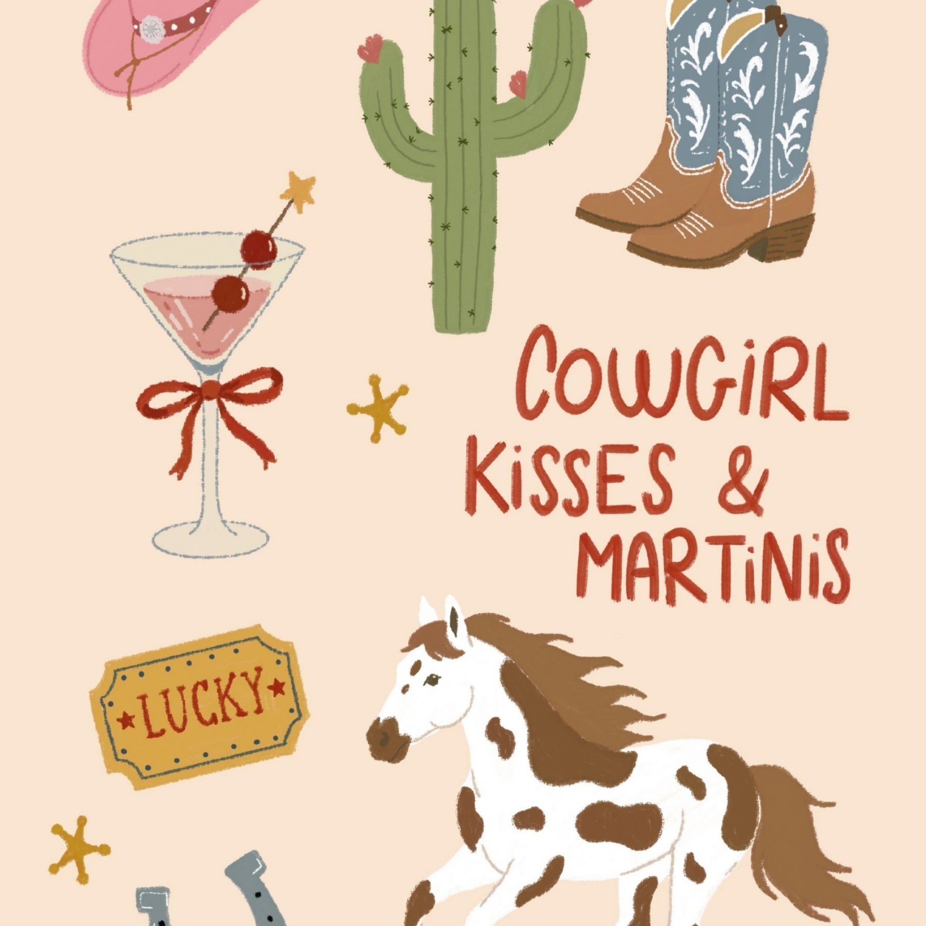 Cowgirl Kisses and Martinis Wall Art