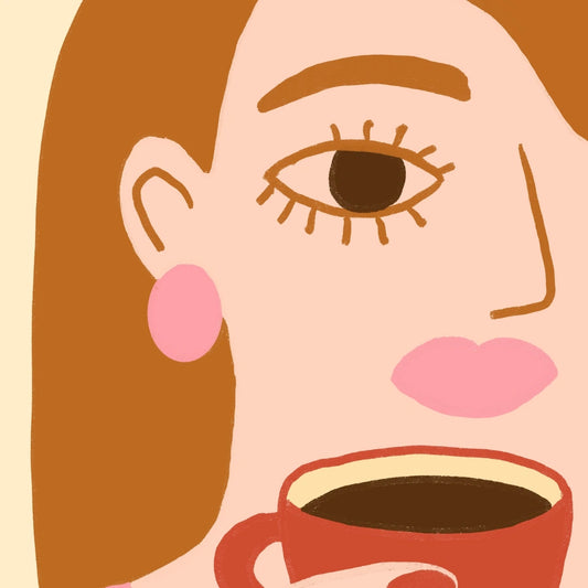 Coffee Moment Boho Wall Art – Feminine Retro Inspired Illustration