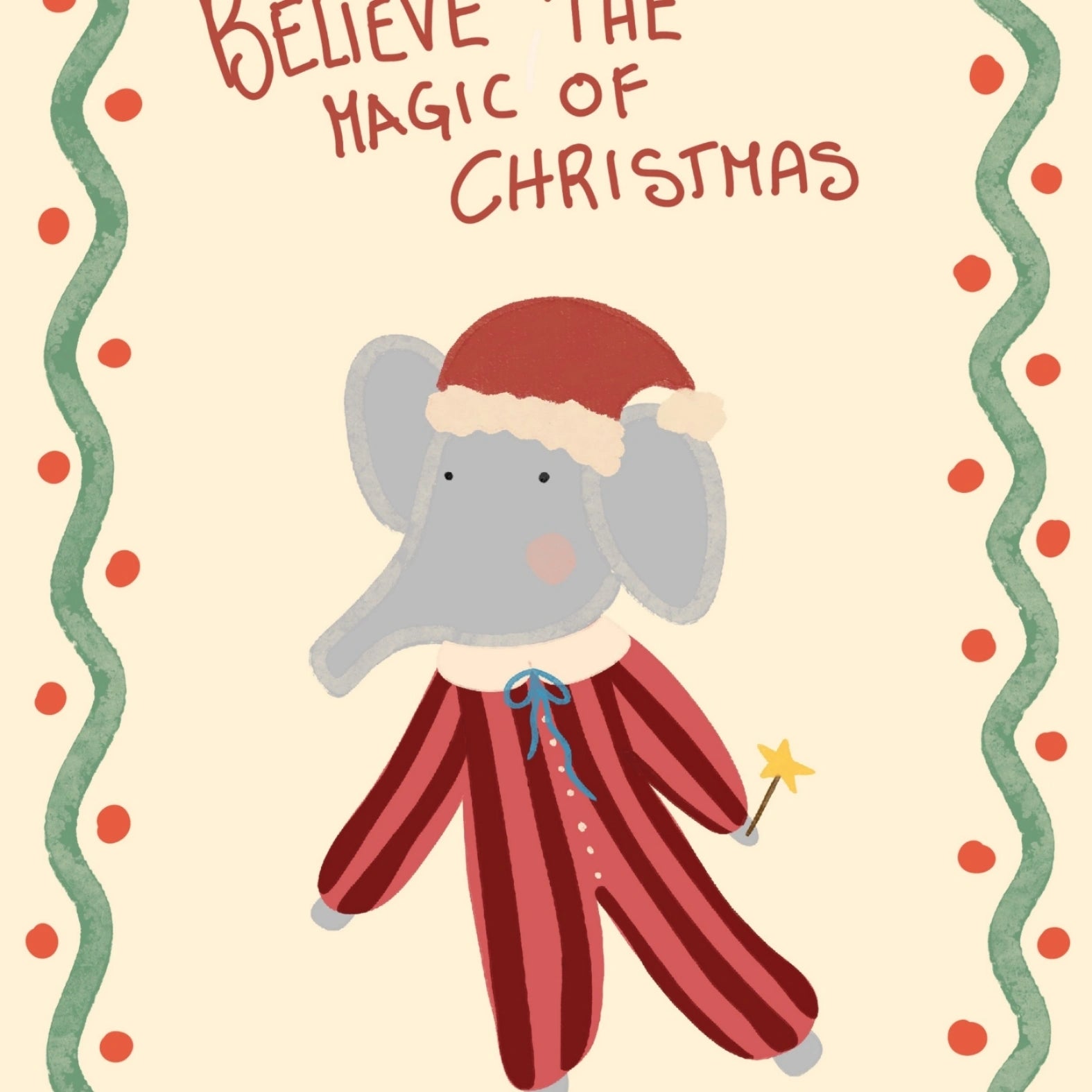 Cute Elephant Christmas Wall Art