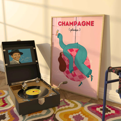 Champagne Please Wall Art – Disco Ball Print