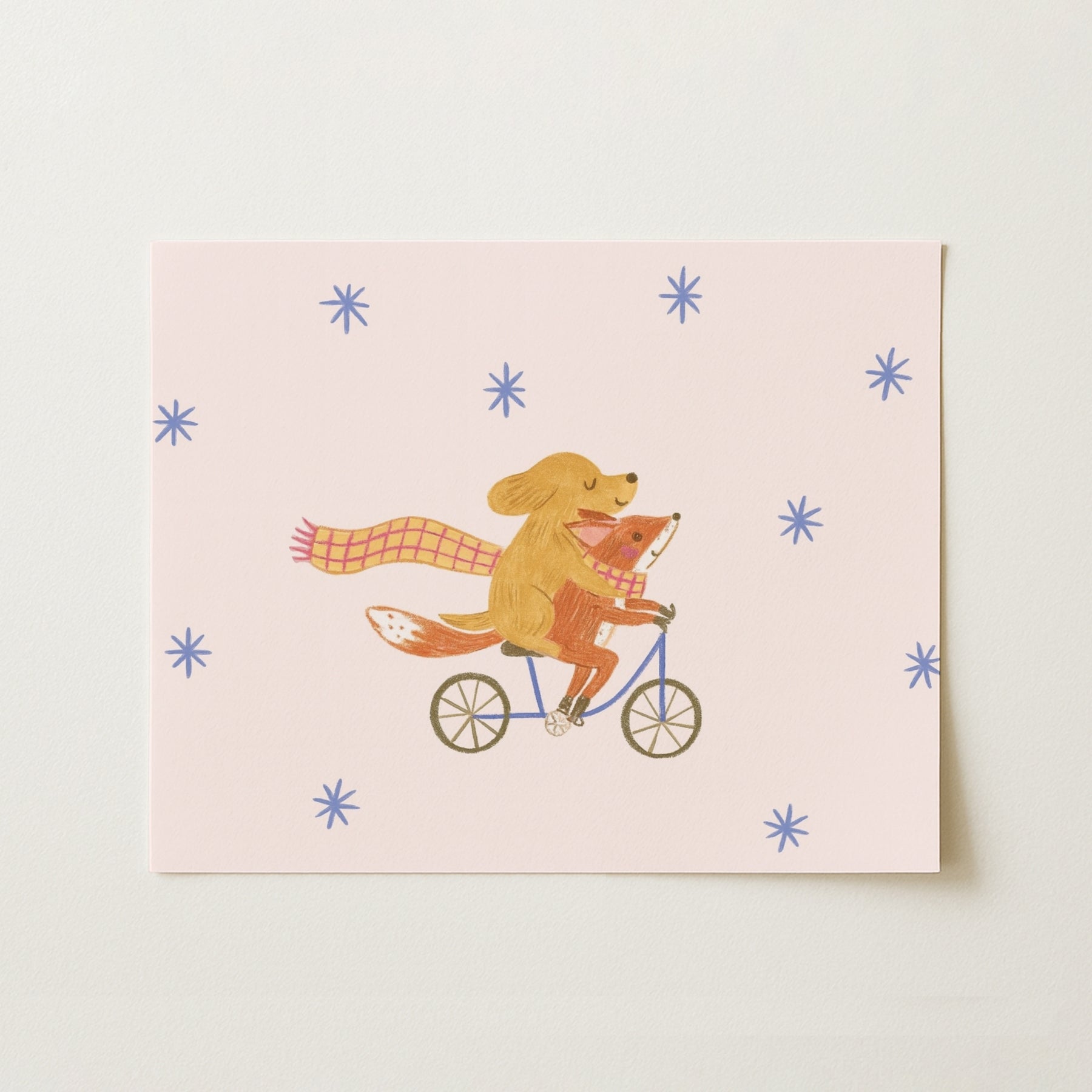 Dog and Fox Nursery Print - Cute Animal Friends Wall Art