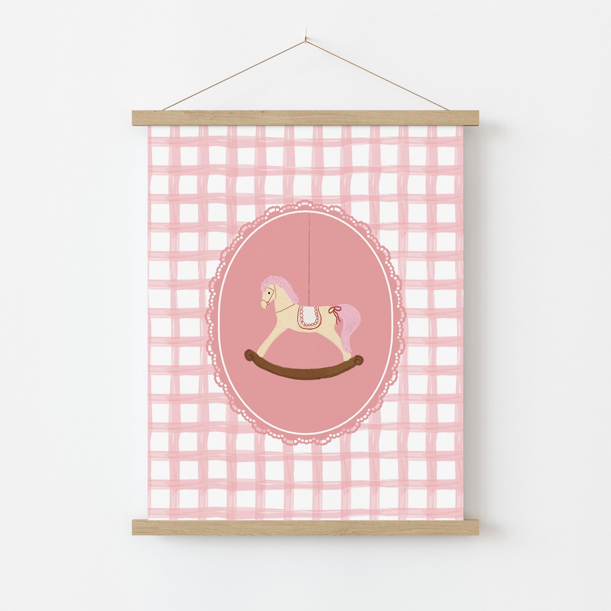 Pink Gingham Nursery Decor
