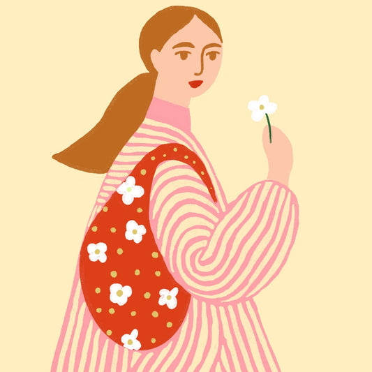 Girl with Flower Wall Art – Modern Feminine Print