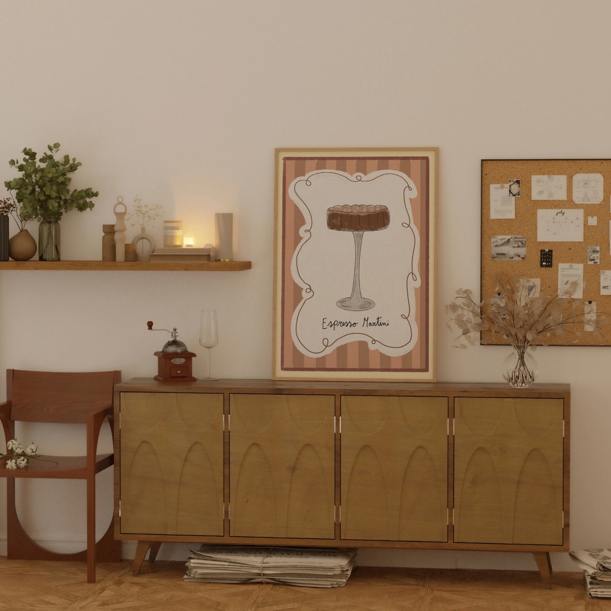 Decorazione murale per la tavola da pranzo italiana – Stampa di pasta, vino e cucina