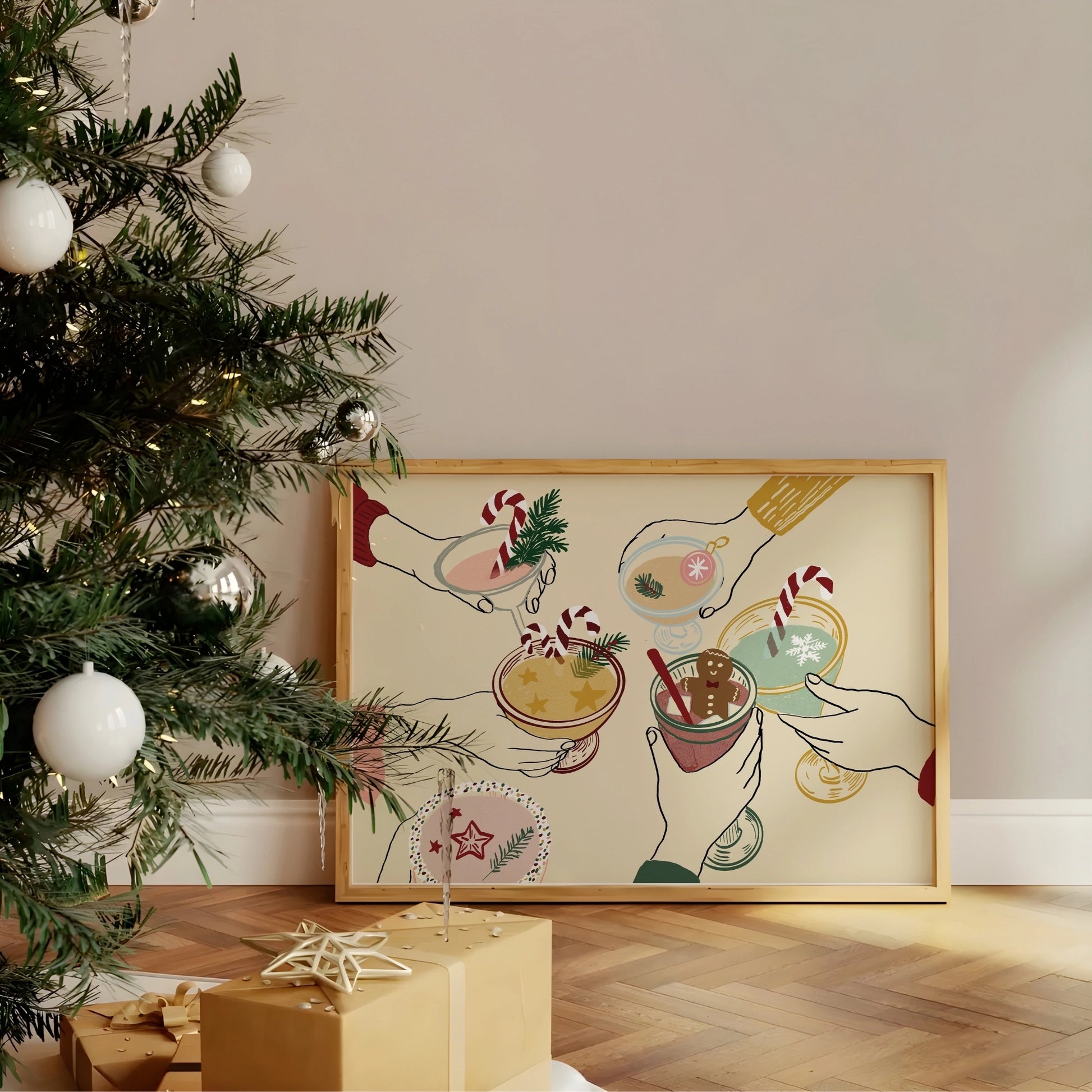 Weihnachtsmotiv mit Mistelzweig