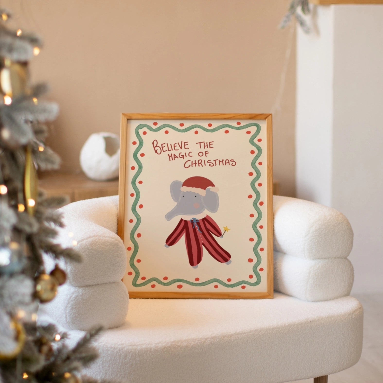 Cute Elephant Christmas Wall Art