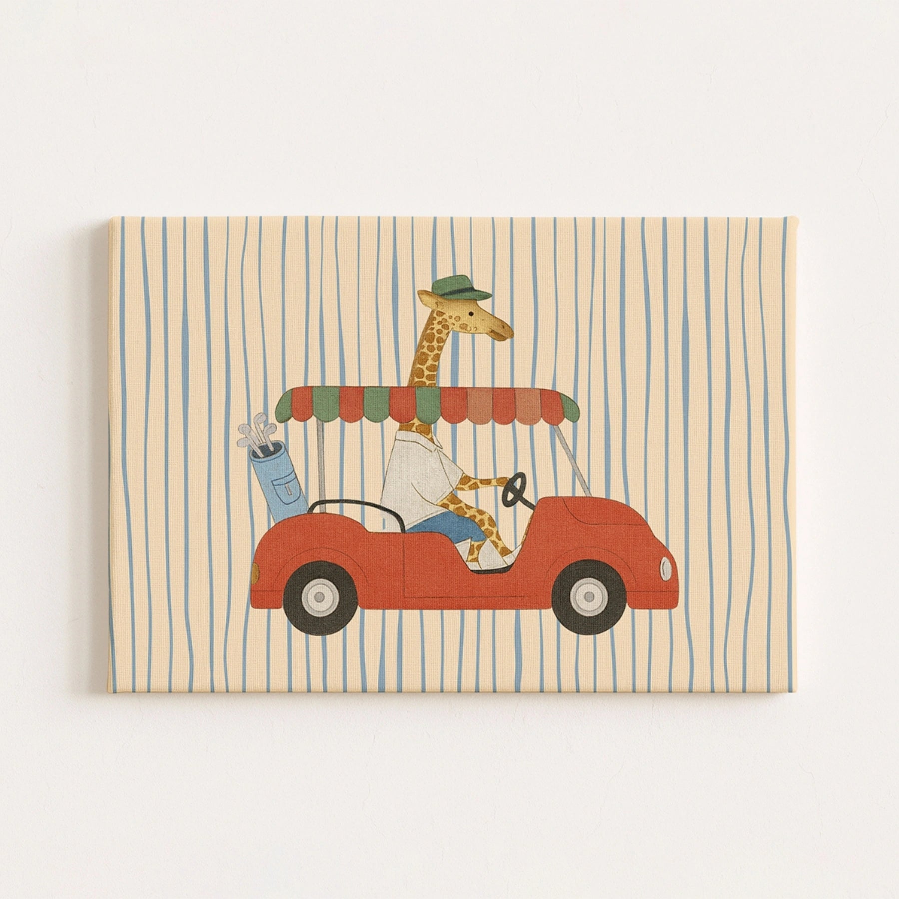 Giraffe Driving Nursery Canvas Print