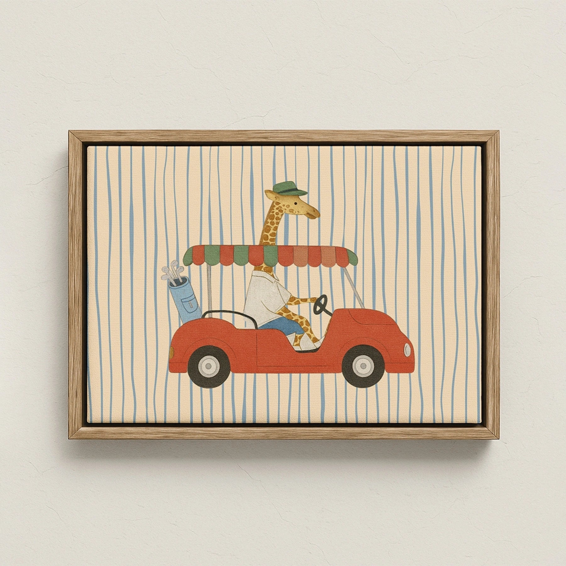 Giraffe Driving Nursery Canvas Print