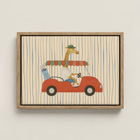 Giraffe Driving Nursery Canvas Print