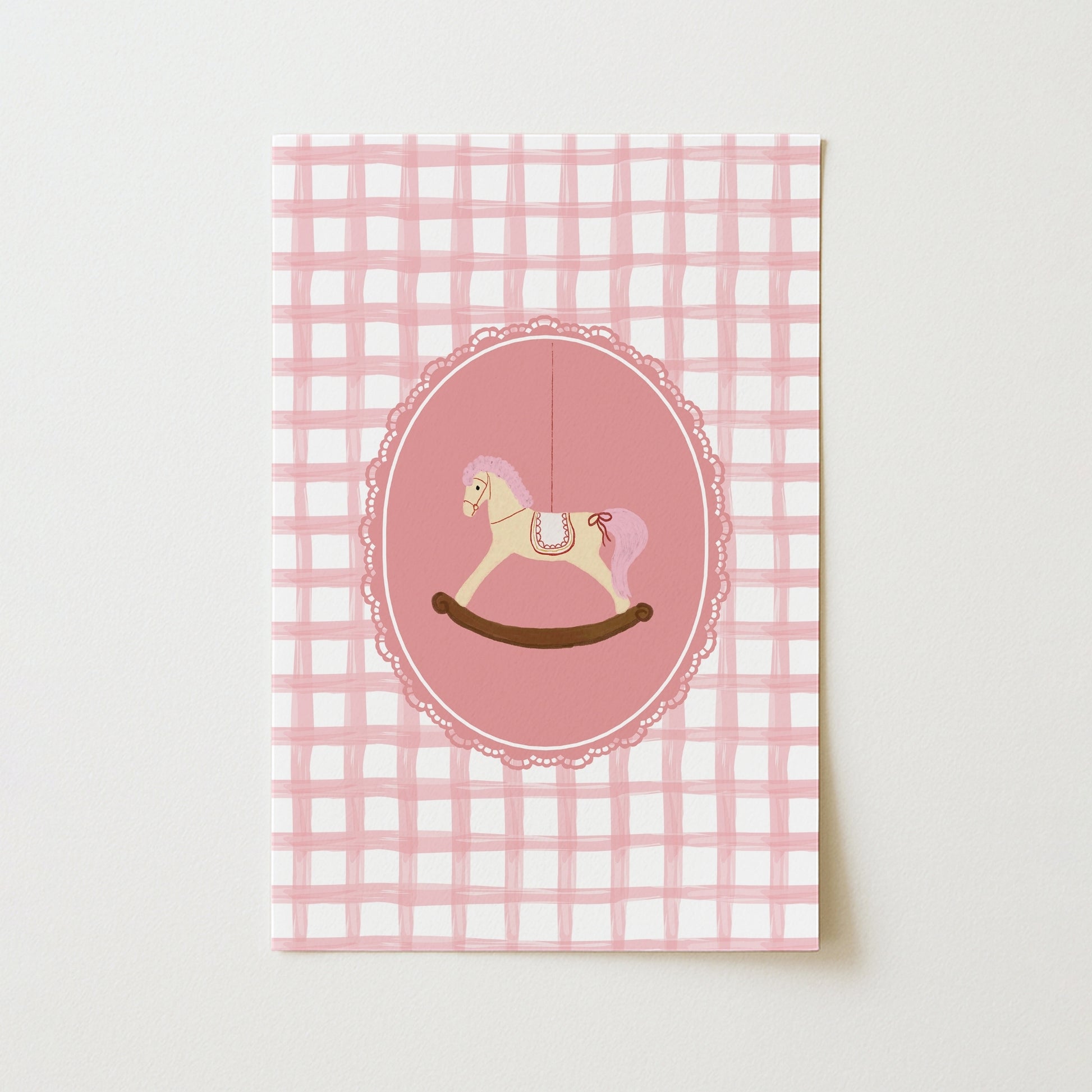 Pink Gingham Nursery Decor
