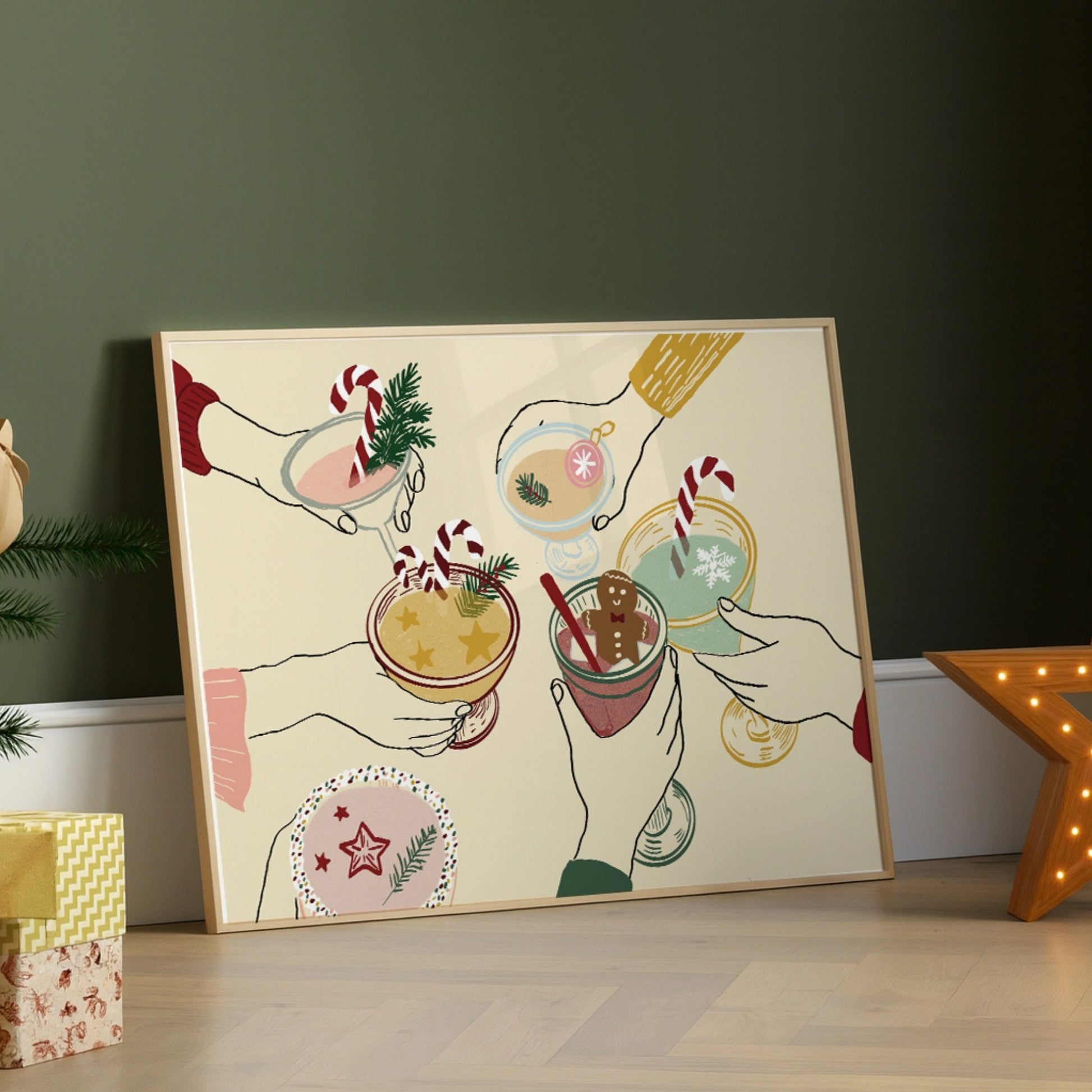 Weihnachtsmotiv mit Mistelzweig