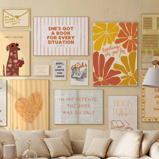 Handmade Yellow Bookish Decor, over 100 prints