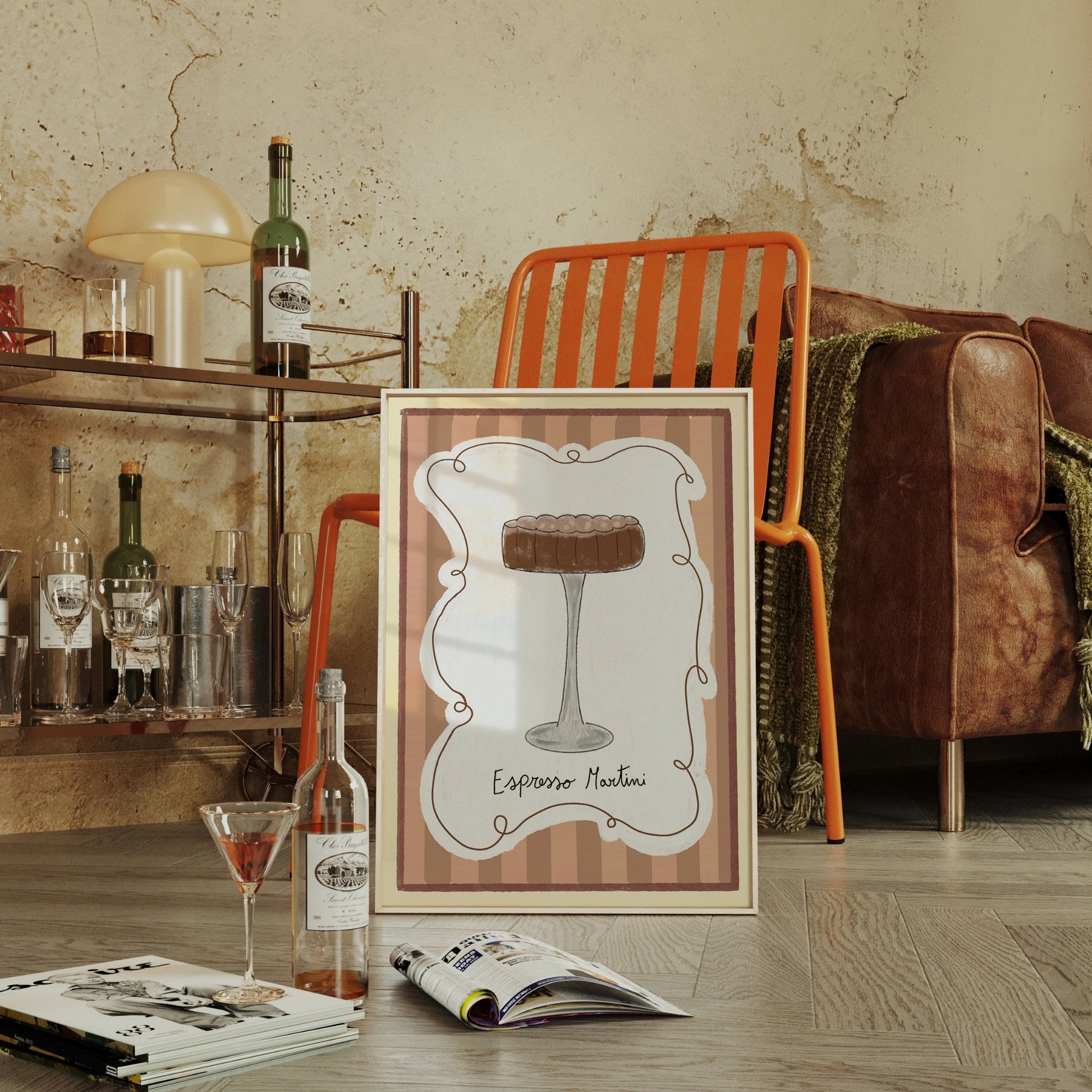 Decorazione murale per la tavola da pranzo italiana – Stampa di pasta, vino e cucina