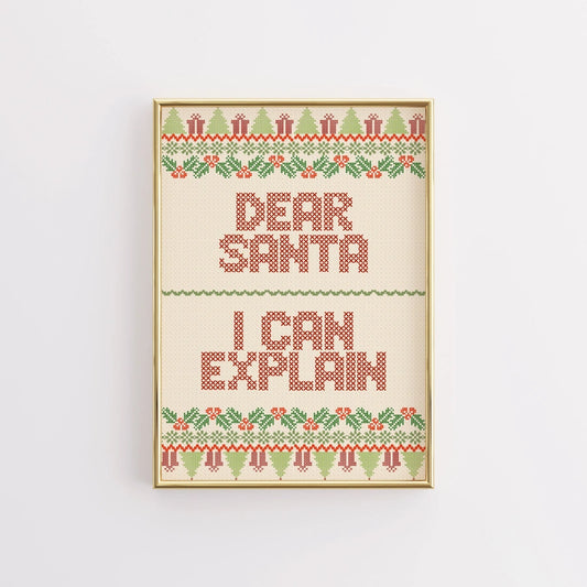 Dear Santa Quote – Funny Holiday Wall Art Print