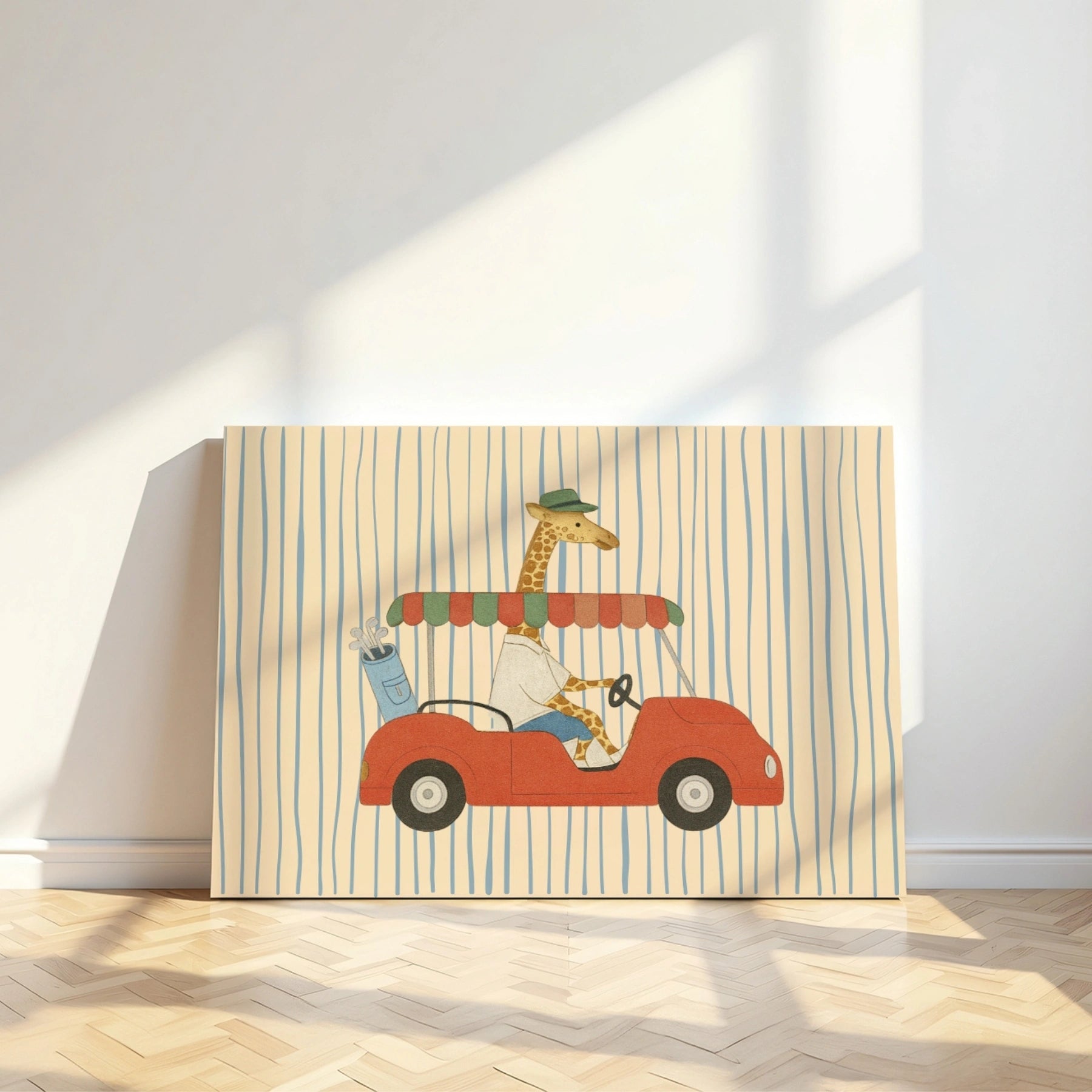Giraffe Driving Nursery Canvas Print