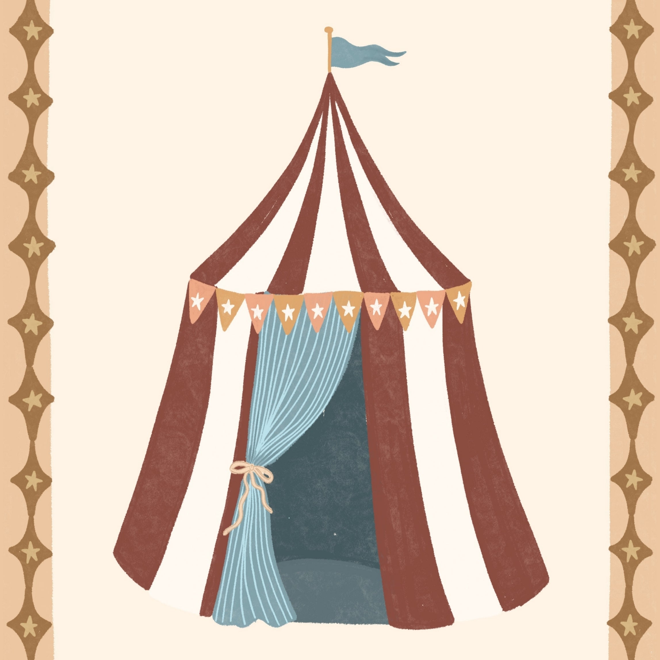 Arte da parete per cameretta con tenda da circo