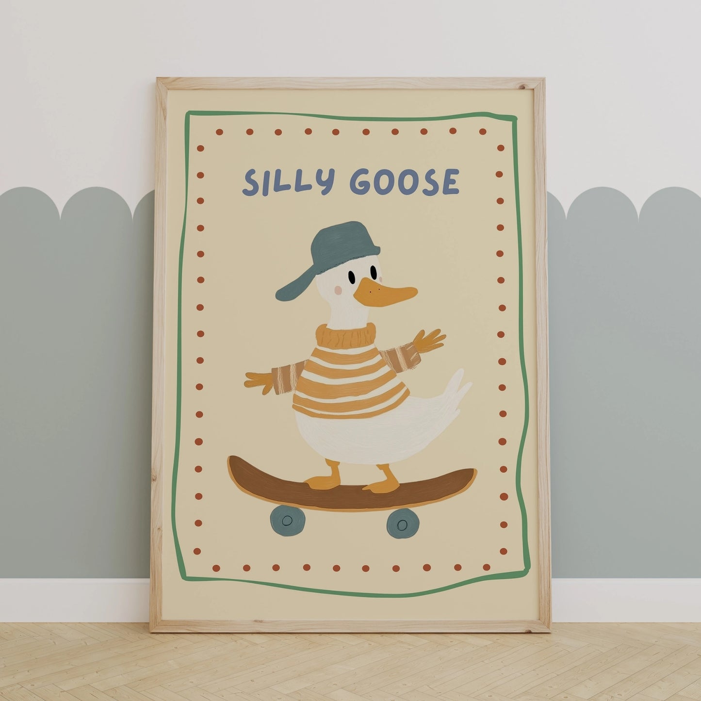 Silly Goose Nursery Wall Art - Funny Duck Print for Kids Room