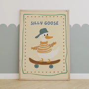 Silly Goose on a Skateboard – Nursery & Kids Wall Art