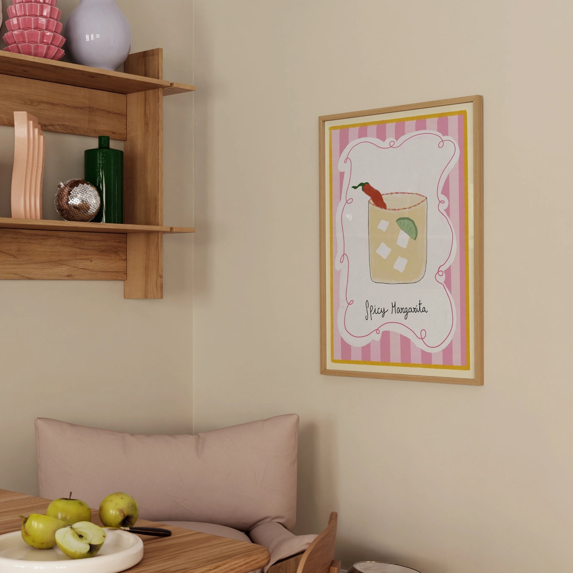 Decorazione murale per la tavola da pranzo italiana – Stampa di pasta, vino e cucina
