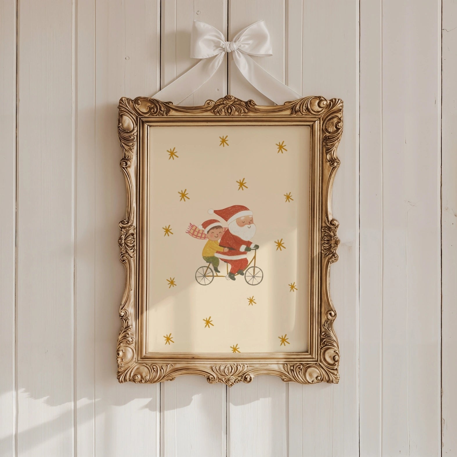 Santa and Child Christmas Nursery Print
