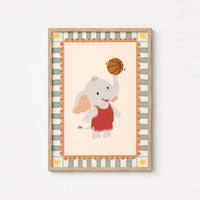 Basketball Elephant Nursery Print