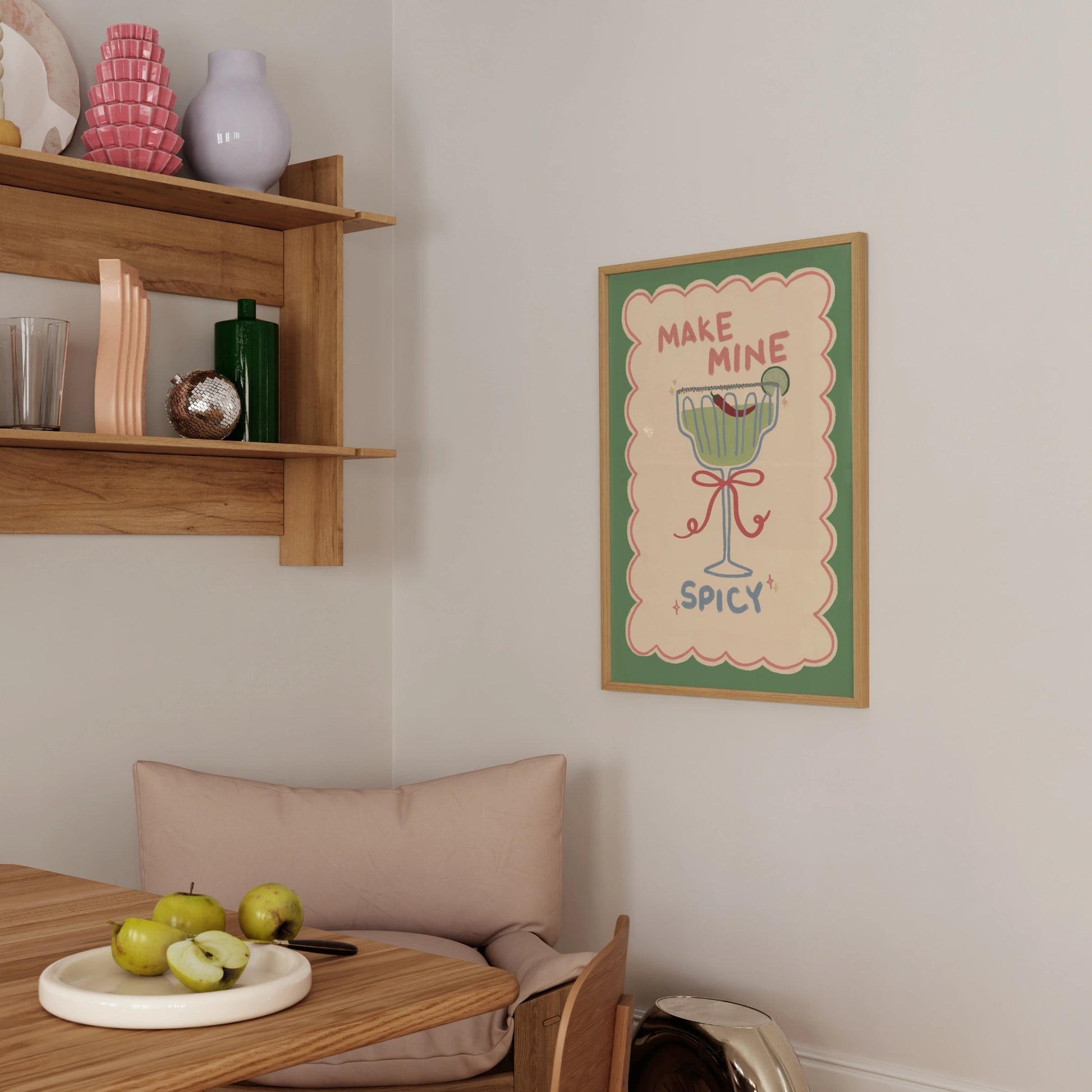 Decorazione murale per la tavola da pranzo italiana – Stampa di pasta, vino e cucina