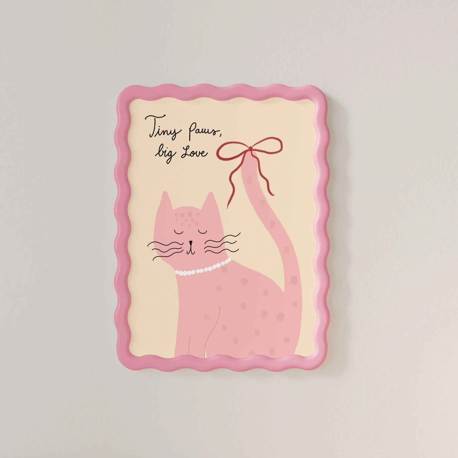 Pink Kitty Nursery Print, Girls Room Decor