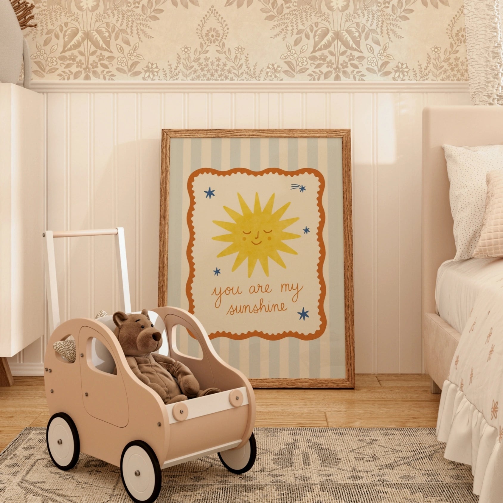 Arte murale vintage con sole