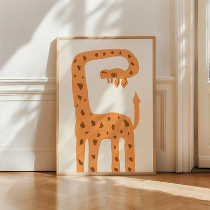 Giraffe Hug Nursery Print – Sweet Jungle Animal Wall Art