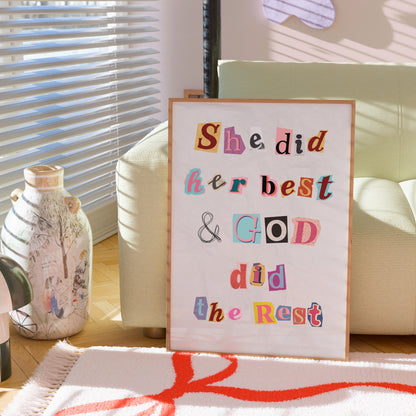 She Did Her Best Wall Art – Christian Motivational Print