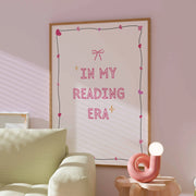 In My Reading Era Pink Hearts – Bookish Wall Art