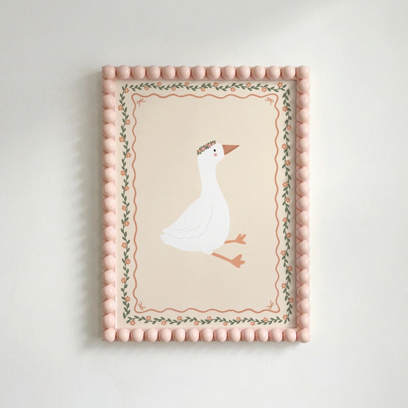 Floral Goose Nursery Wall Art, Whimsical Kids Decor
