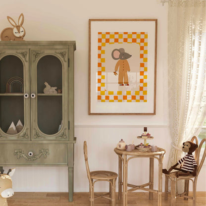 Mouse in Pajamas Nursery Print