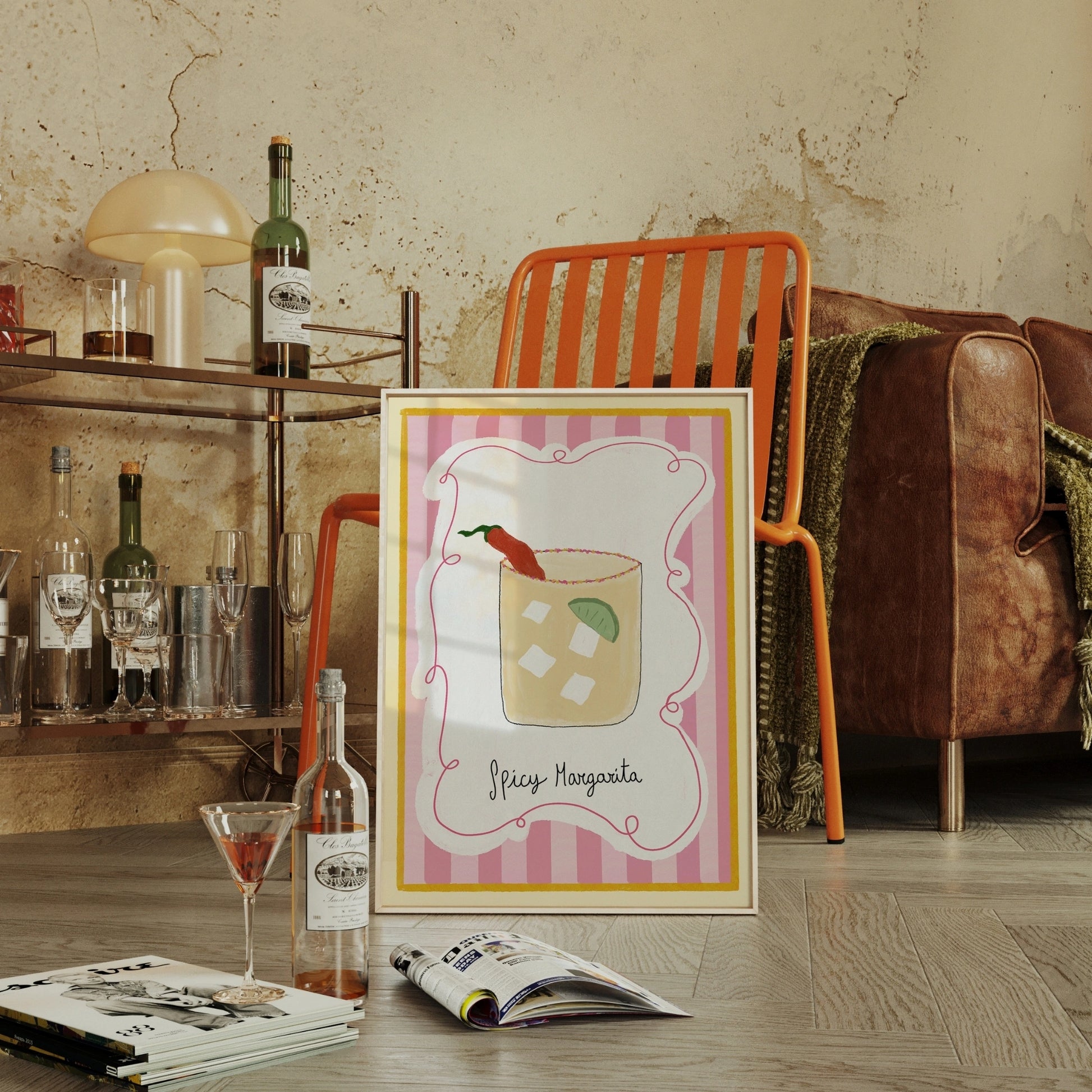 Decorazione murale per la tavola da pranzo italiana – Stampa di pasta, vino e cucina