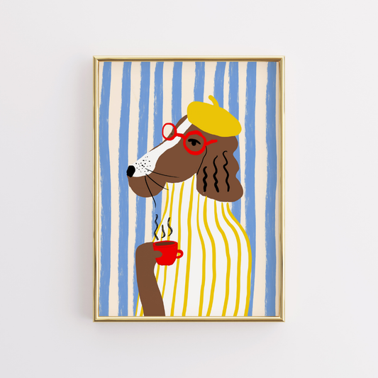 Parisian Dog Art Print – Maximalist Funny Wall Art