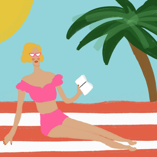 Preppy Beach Girl Print – Retro Summer Wall Art