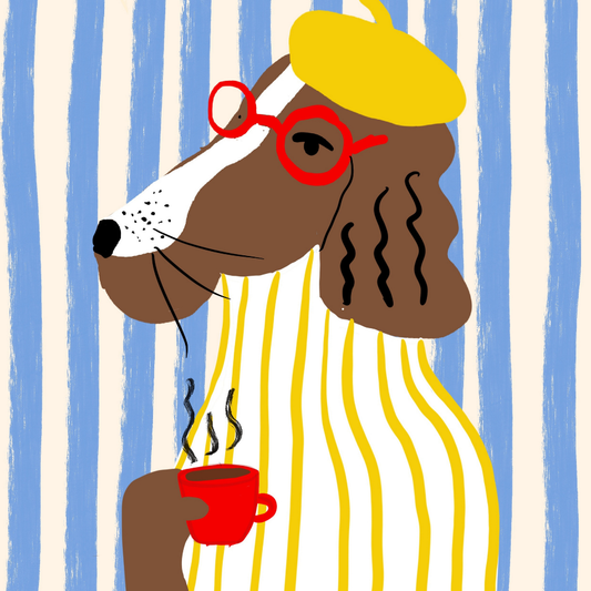 Parisian Dog Art Print – Maximalist Funny Wall Art